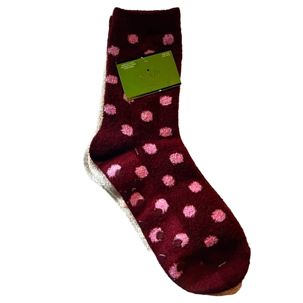 NWT’s Kate Spade fuzzy non slip polka dot crew socks
